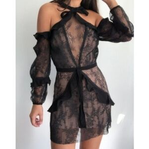 For Love And Lemons Black Lace Mini Dress